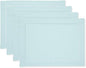Solino Home Linen Cloth Placemats Set of 4-100% Pure Linen Hemstitch Aqua Blue Placemats 14 x 19 Inch - Classic Hemstitch Table Place Mats for Winter, Spring, Easter