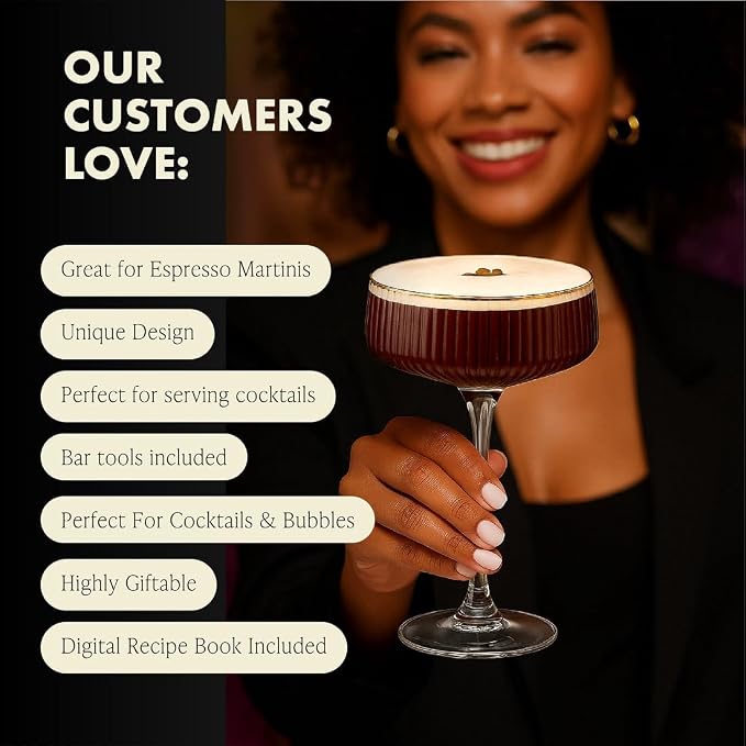 VEMACITY - Ribbed Espresso Martini Glasses Set of 4 - Image 5