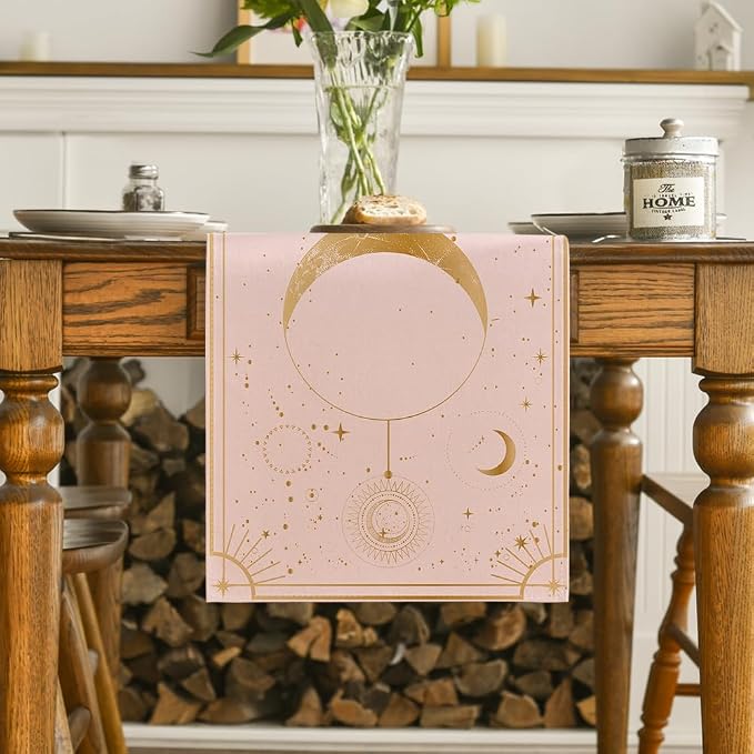Artoid Mode Pink Astrology Moon Magic Art Table Runner, Seasonal Mystical - Image 2