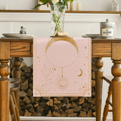 Artoid Mode Pink Astrology Moon Magic Art Table Runner, Seasonal Mystical - Image 2