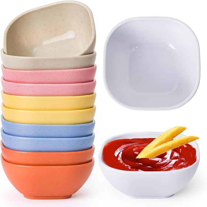 SHECIPIN 12 Pack Wheat Straw Soy Sauce Dishes, 4.5 OZ Small Dessert Bowls by SHECIPIN