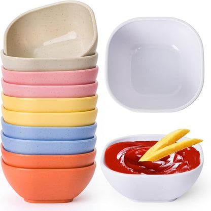 SHECIPIN 12 Pack Wheat Straw Soy Sauce Dishes, 4.5 OZ Small Dessert Bowls by SHECIPIN