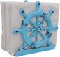 THDC Nautical Napkin Holder, Lunch, Dinner, Nautical Collection Napkin Holder, Made of Metal (Wheel Distressed Blue)