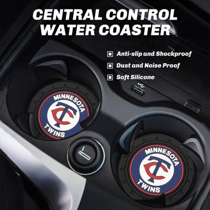 Silicone Twins Car Cup Holder Coasters,Baseball Fans Car Coasters for Minnesota Twins Fans, Non-Slip Universal Fit Cup Holder Insert