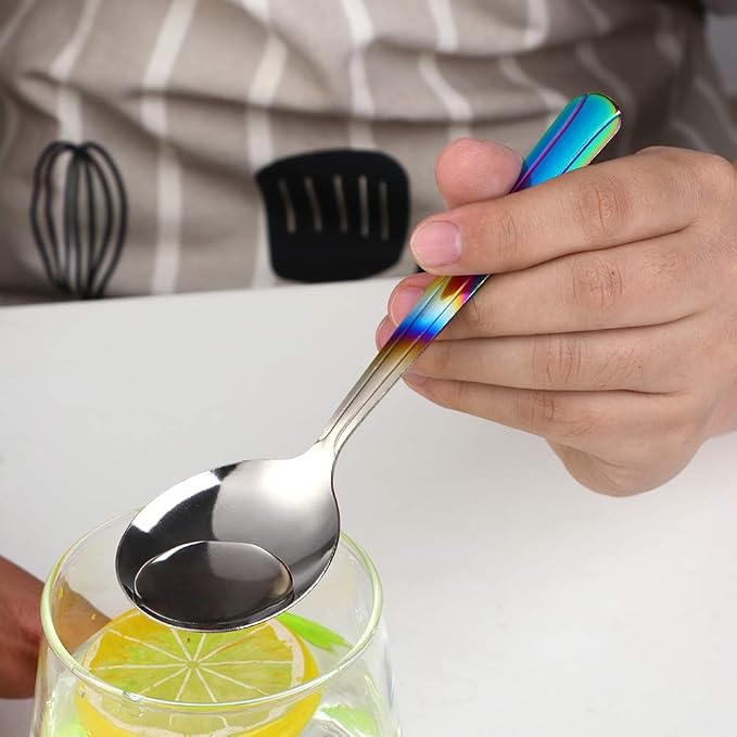 Bouillon Spoons Set of 12, 5.9 Inch Stainless Steel Soup Spoon, Metal Round - Image 2