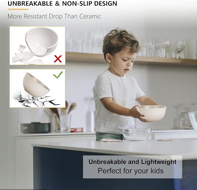 PYRMONT Unbreakable Cereal Bowl 26 OZ Wheat Straw Bowls Set of 8 Alternative - Image 4