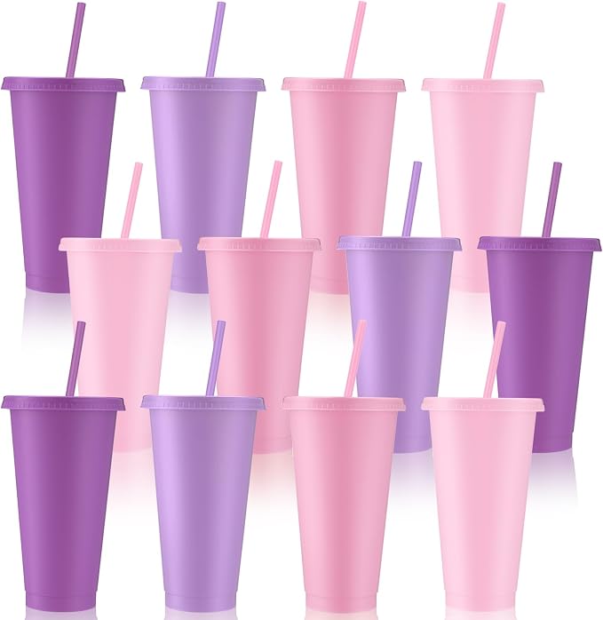 Skylety 12 Pcs Lavender Pink Plastic Cups by Skylety
