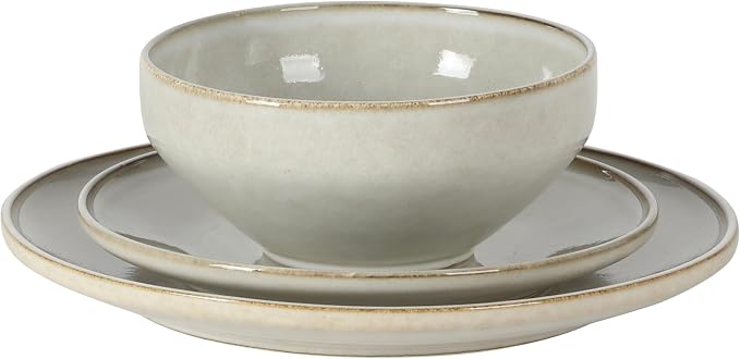 Gibson Elite White Sands Plates and Bowls Sets, 12-Piece Stoneware Dinnerware - Image 8