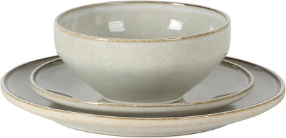 Gibson Elite White Sands Plates and Bowls Sets, 12-Piece Stoneware Dinnerware - Image 8