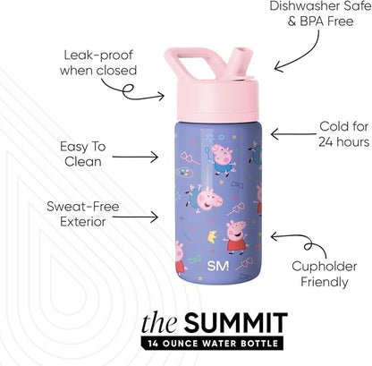 Simple Modern Peppa Pig Kids Water Bottle & Toddler Cup | 14oz | Insulated - Image 2