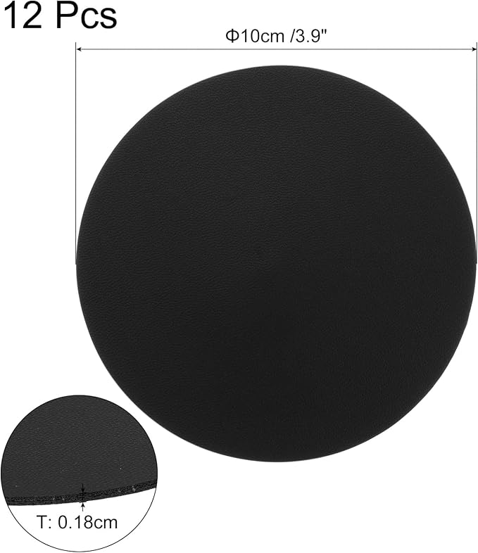 uxcell Round Faux Leather Coasters 4 Inch, Drink Coasters Suit - Image 2