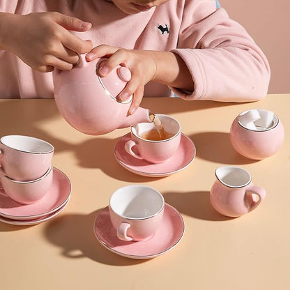 Sweejar Porcelain Tea Set for Little Girls, Kitchen Toys Tea Party Set for Kids - Image 4