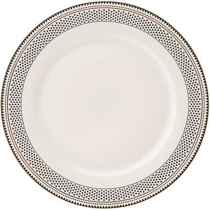 Karaca Globe 24-Piece Dinnerware Set for 6 People - Kitchen Dish Set for Salad, Soup, Pasta, Noodle & More - Modern Chic Porcelain Dishware Plate Set (White with Black Triangle Design)
