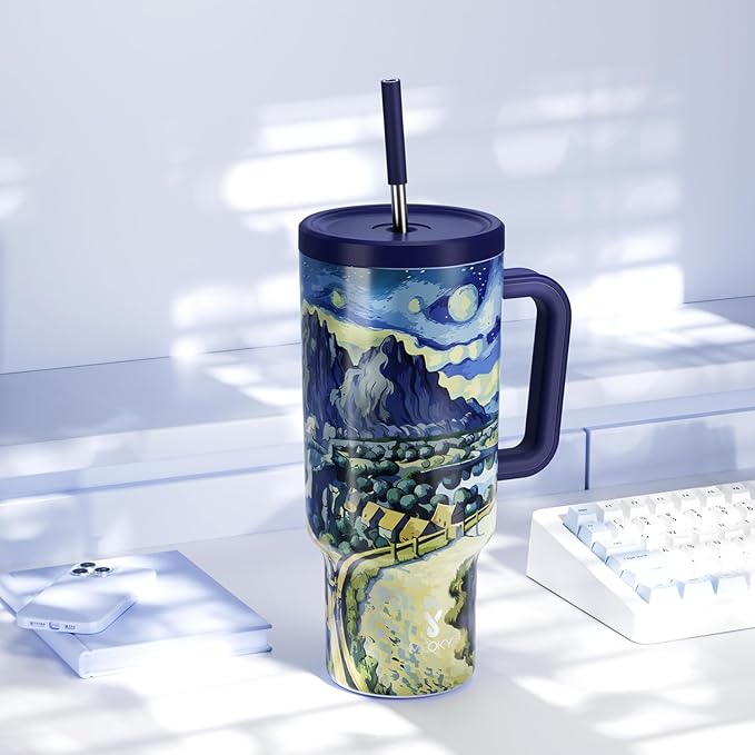 Meoky 40 oz Tumbler with Handle and Straw: Stainless Steel Insulated Tumbler - Image 7