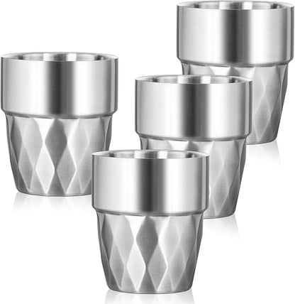 Steel Cups, 10 oz Insulated Tumbler, 4 Pack Double Wall Unbreakable Stackable by Offiper