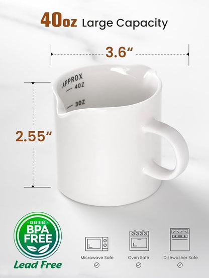 ABRUTY Espresso Cups, 5 OZ Ceramic Double Spouts Cups, Espresso Shot Cup - Image 2