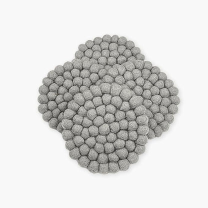 Humble Hilo Handmade Felt Coaster, 3.9 inches, Set of 4 (Grey)