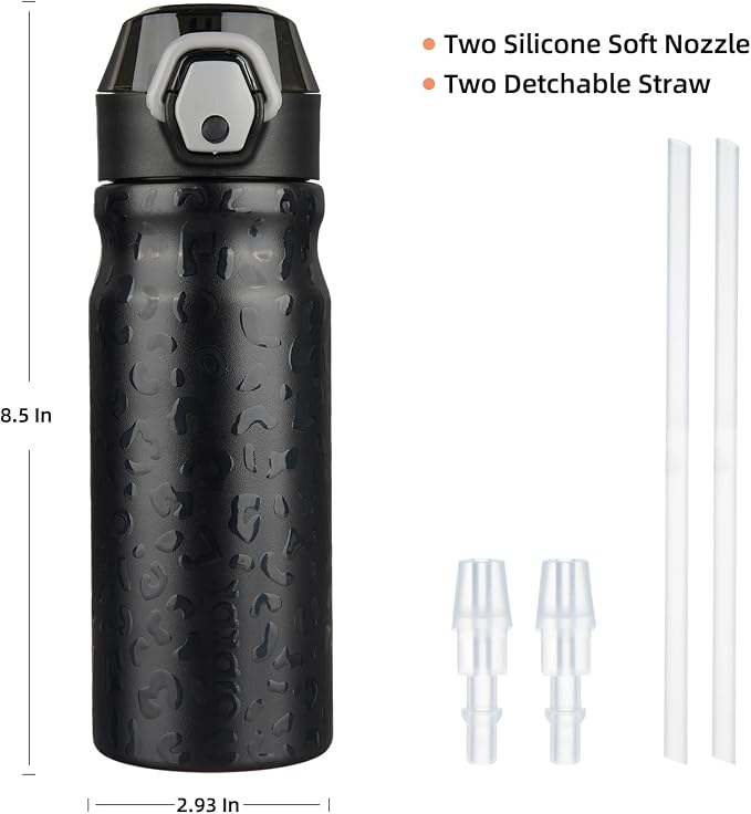 BJPKPK 18 oz Water Bottle with Straw & Handle, Insulated Stainless Flask | Leak - Image 4