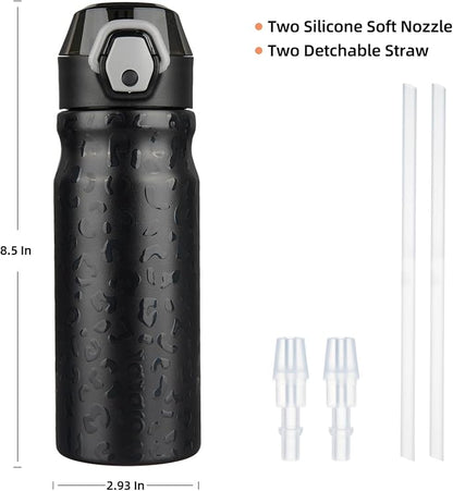 BJPKPK 18 oz Water Bottle with Straw & Handle, Insulated Stainless Flask | Leak - Image 4