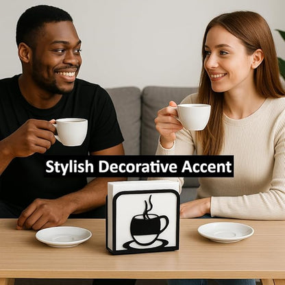 2-Pack Decorative napkin holder for table & coffee filter holder Set – Black cocktail napkin holder – Fits Standard Napkins & coffee filter size #2 & #4