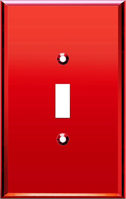 LIDER Toggle Switch Acrylic Wall Plate, Mirrored Light Switch Plate, Plexiglass Switch Cover, Mirror-like Reflective Finish, Modern Upgrade, Oversized 1-Gang 5.25" x 3.44", Red