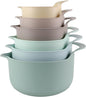 COOK WITH COLOR Nesting Plastic Mixing Bowl Set with Pour Spouts and Handles, Mint, 6 Piece Non-Slip