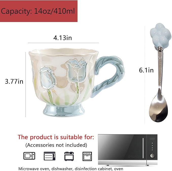 DTIUYIOP-Ceramic Coffee Mug 14oz/410ml Yellow Cute Flower - Image 2