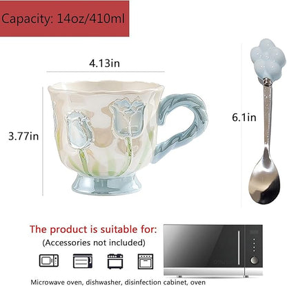 DTIUYIOP-Ceramic Coffee Mug 14oz/410ml Yellow Cute Flower - Image 2