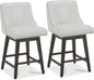 CHITA Counter Height Swivel Bar Stools Set of 2, FSC Certified Upholstered Counter Stools, Modern Swivel Barstools with Wood Legs for Kitchen Island, 26" Seat Height, Faux Leather in White