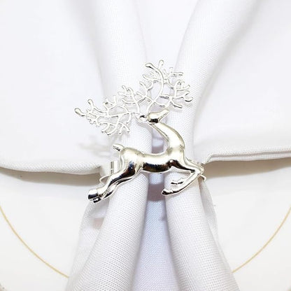 [New Napkin Rings Set of 8 Siliver Set of 8 Napkin Rings Christmas, Holidays, Thanksgiving (Deer-5)