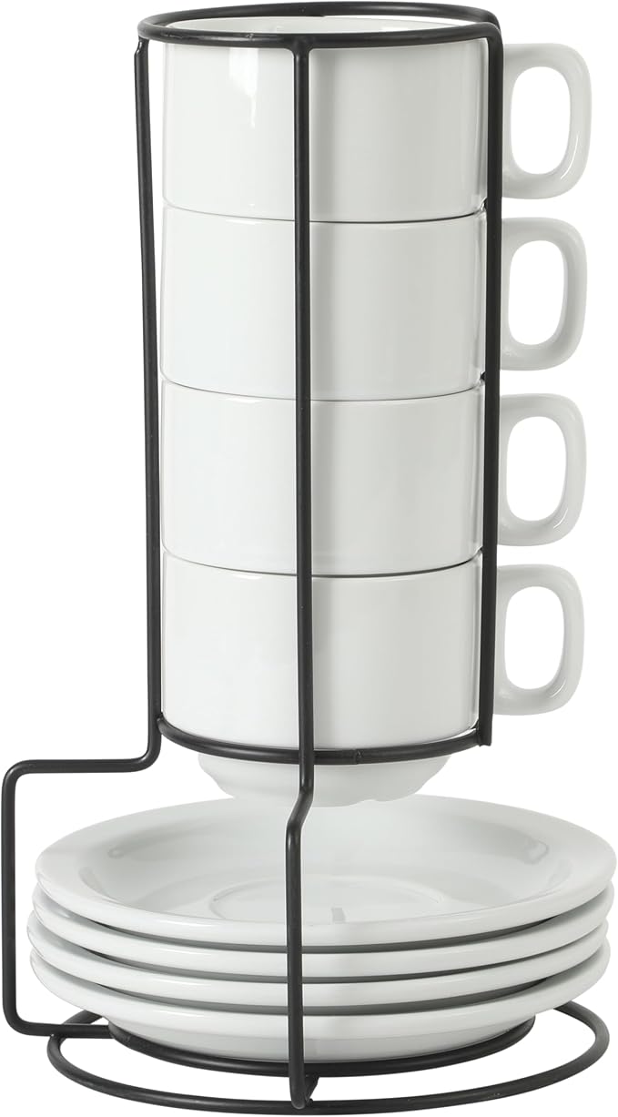 Gibson Home Gracious Dining 7-Ounce Cappuccino Cups Set of 4, Stackable Coffee by GibsonHomewares