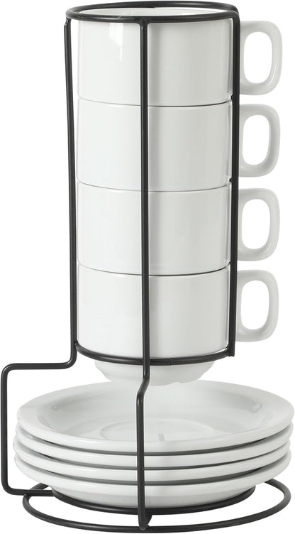 Gibson Home Gracious Dining 7-Ounce Cappuccino Cups Set of 4, Stackable Coffee by GibsonHomewares