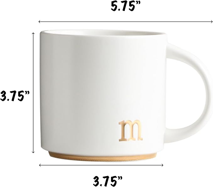 COLLECTIVE HOME Ceramic Coffee Mug, 15 oz Monogram Cup - Image 2