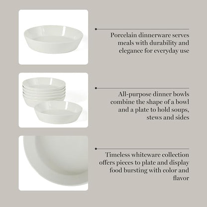 Martha Stewart Selma Pasta Bowls Set of 6, 43oz White Porcelain Soup Bowls & - Image 4