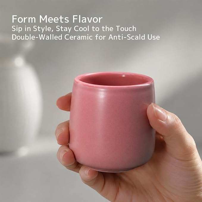 Ceramic Espresso Cups Set of 2, 3oz Double Wall Demitasse Cups | Collectible - Image 4