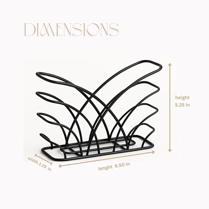 Napkin Holder for Table Countertop, Modern Decorative Sturdy Iron Black Metal - Image 3
