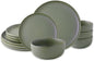AmorArc Ceramic Dinnerware Sets, Wavy Rim Stoneware Plates and Bowls Sets,Dishwasher & Microwave & Oven Safe Dishes set, Service for 4 (12pc)