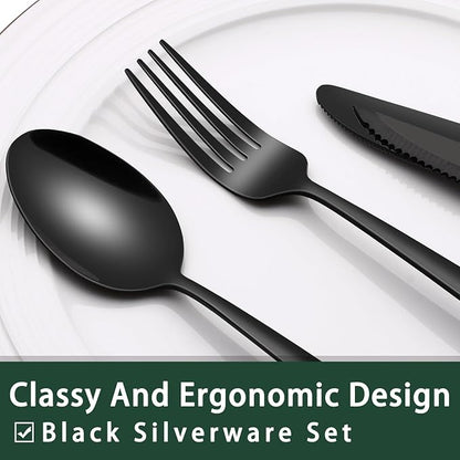 EWFEN 24-Piece Black Silverware Set - Image 3