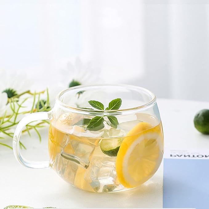 Tosnail 4 Pack Glass Cups and Saucers Set, 11 oz | High Borosilicate Glass Cup - Image 7