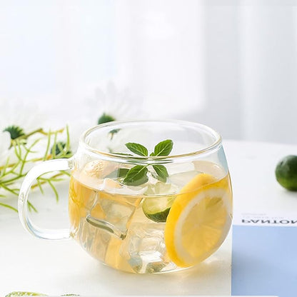 Tosnail 4 Pack Glass Cups and Saucers Set, 11 oz | High Borosilicate Glass Cup - Image 7