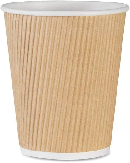 NYHI 12 oz Ripple Insulated Coffee Cups – Kraft Disposable Paper Coffee Cups - Image 5