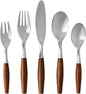 5-Piece Teak Retro Nordic 304 Stainless Steel Flatware Set – Elegant Silverware by Unknown