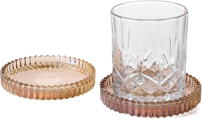 Glass Coasters Round Cup Mat, Decorative Wine Bottle Coaster, Crystal Drink by Unknown