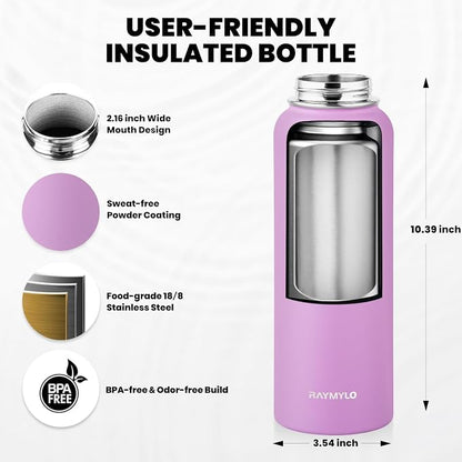 RAYMYLO Insulated Water Bottle 40 oz, Triple Wall Vacuum Stainless Steel | - Image 5