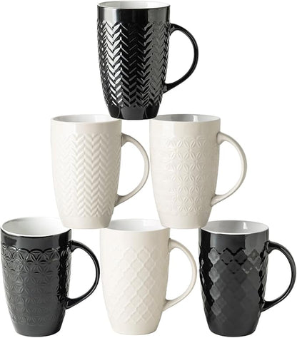 AmorArc 20 oz Large Coffee Mugs Set of 6, Tall Ceramic Coffee Cups | 3 Assorted by AmorArc