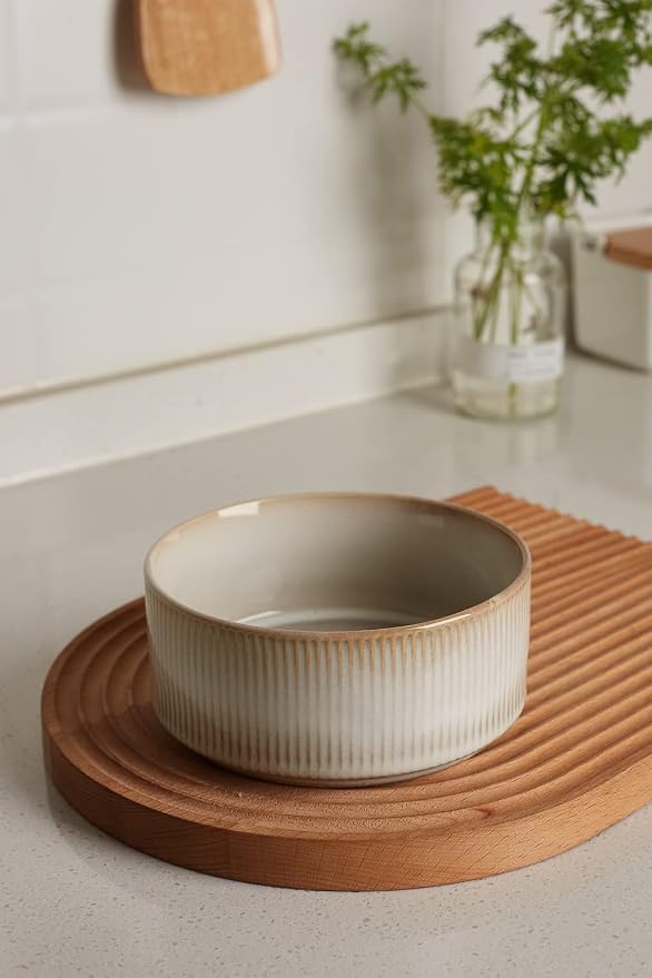 famiware Star Cereal Bowl Set, 23 oz Soup Bowls Set of 6, Cappuccino White | - Image 3