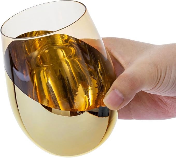 MyGift 18 oz Mid Century Smoked Brown Stemless Wine Glasses - Image 7