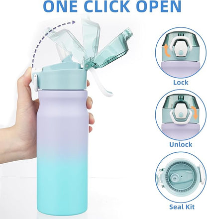 BJPKPK 18 oz Water Bottle with Straw & Handle, Insulated Stainless Flask | Leak - Image 3