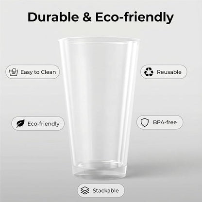 Clear Plastic Reusable Drinking Glasses set 6, 18oz Iced Tea Cups | BPA Free - Image 2