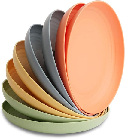 8-Pack Reusable Wheat Straw Plates Set by NookTheory